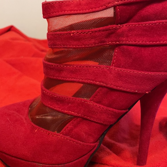 Red Suede/mesh 5 1/2” heels - Picture 9 of 9